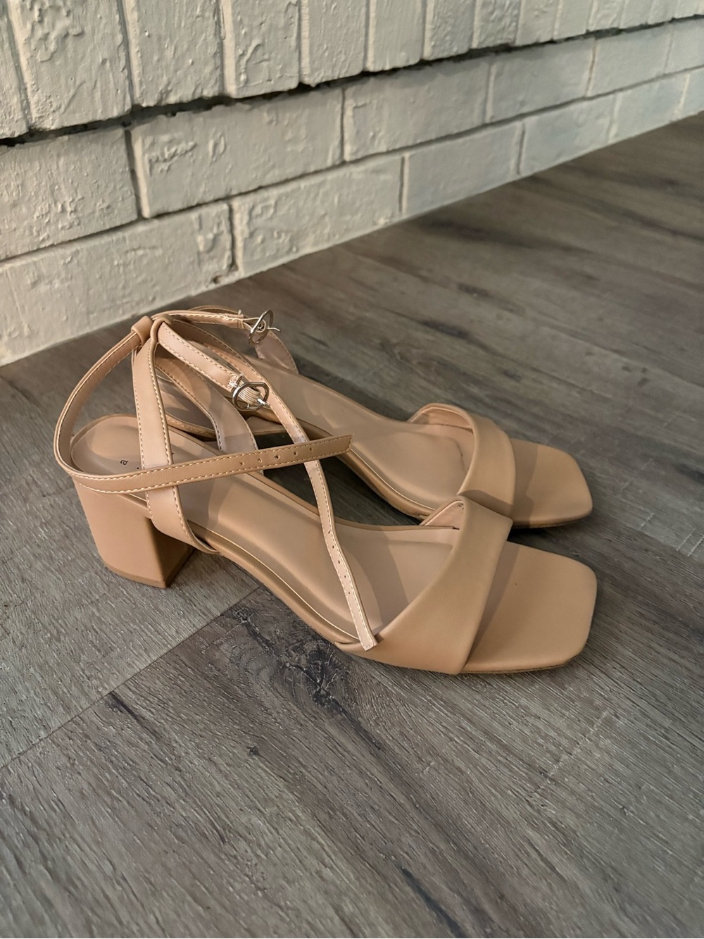 a new day Pink-Tan Block Heel Strappy Sandals